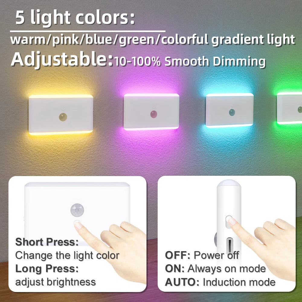 LED Motion Sensor Night Light, 3 Modes Stair Lamp, Dimmable Lighting
