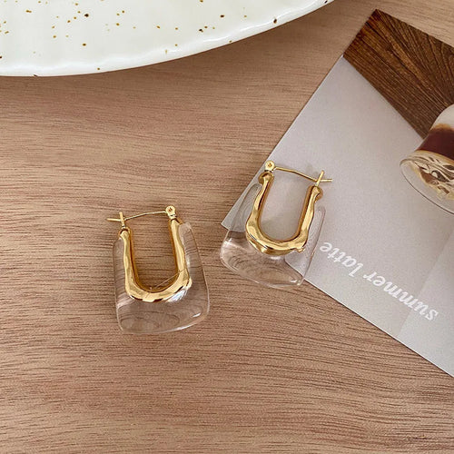 Multicolor Irregular Geometric U-shaped Ear Buckle Earrings Women Chic