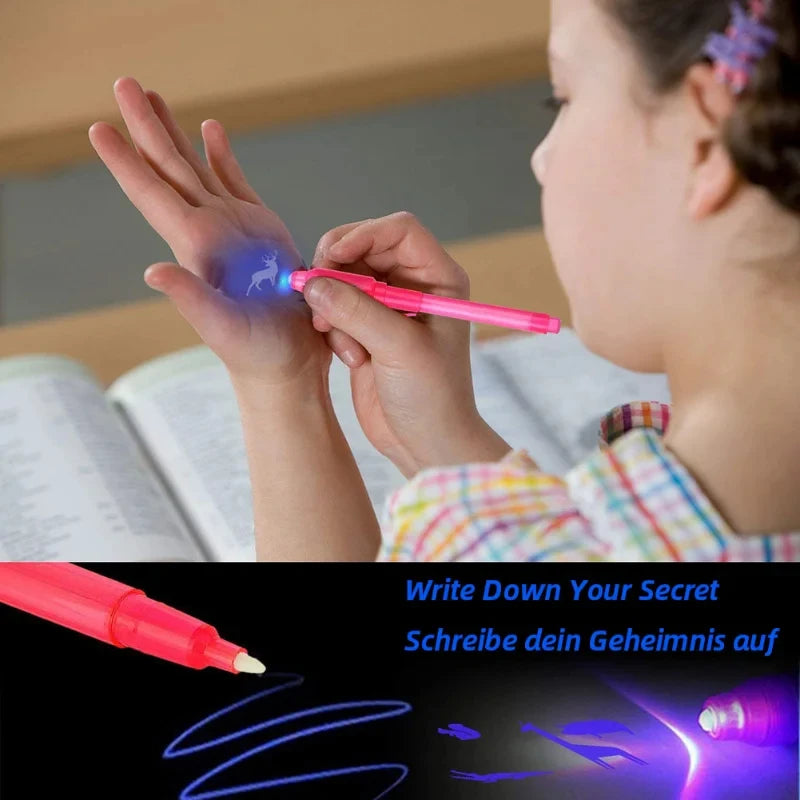 1/4Pcs Invisible Ink Pen Spy Pen with UV Light, Magic Marker for