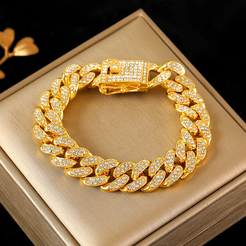 EILIECK 316L Stainless Steel Gold Color Cuban Chain Bracelet For Women