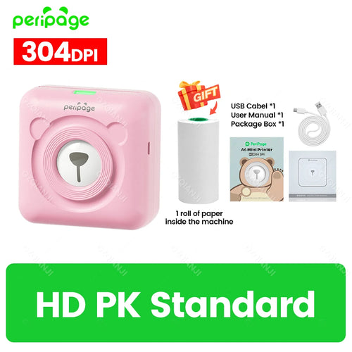 300DPI Peripage A6 58mm Mini Bluetooth Notes Label Sticker Printer