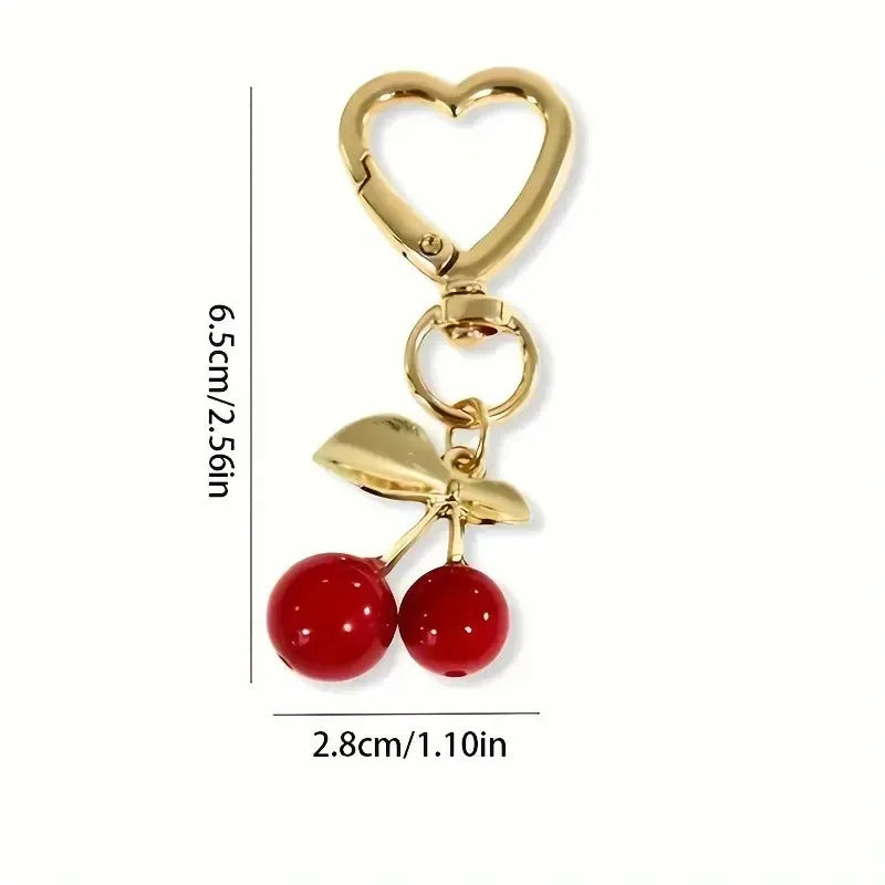 Cherry Blossom Heart-Shaped Bag Charm Durable Lobster Clasp DIY Bag