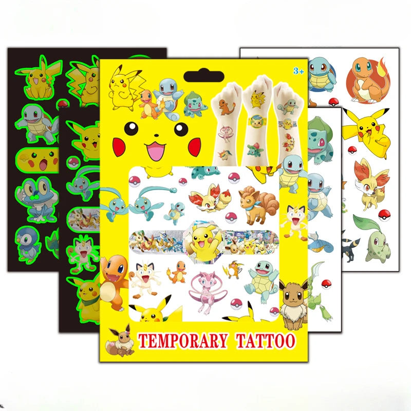 4Sheets Pokemon Luminous Tattoos for Kids Pikachu Temporary Tattoos