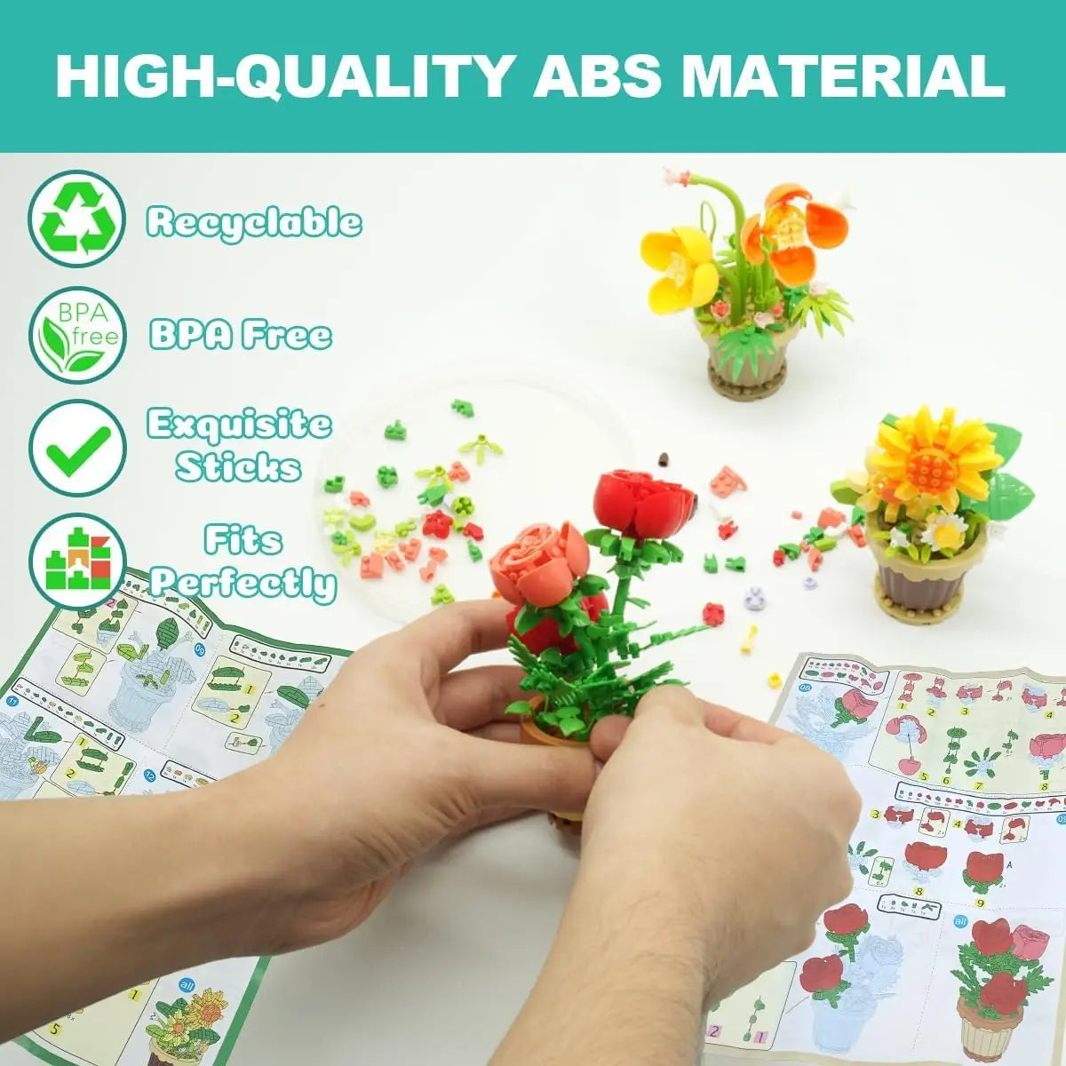 Mini Flowers Building Blocks Simulation Succulent Puzzle for Kid