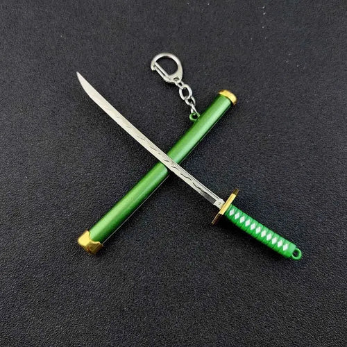 Mini Roronoa Zoro Samurai Sword Keychain Anime  Plastics Scabbard Key