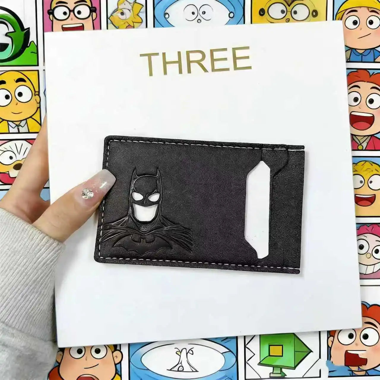 Personalized Leather ID Card Holder with Superhero Mask Design Great