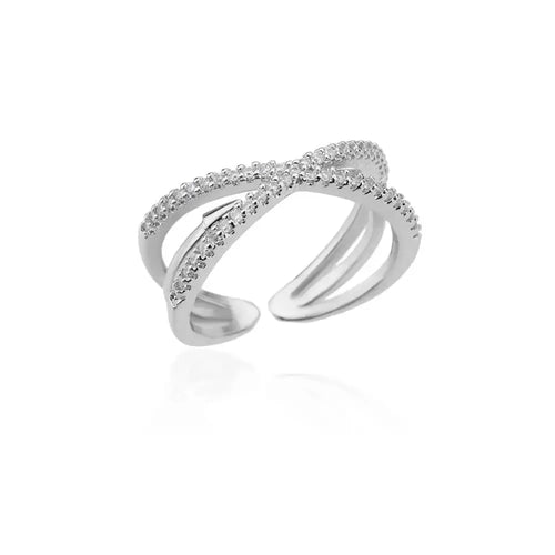 Zircon Geometric Rings For Women Gold Color Stainless Steel Opening