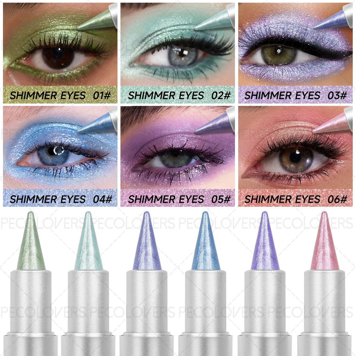1 Pc Monochromatic Glitte Shiny Eyeshadow Pen & Eyeshadow Stick,