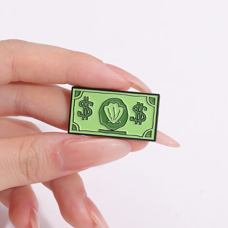 Green USD Symbol Enamel Pin Custom Wealth Money Cartoon Cute Anime