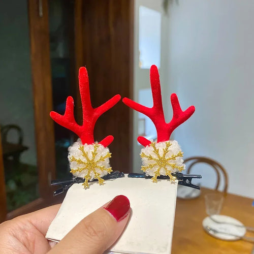 Christmas Antler Hair Clips Pendants Xmas Ornaments Merry Christmas