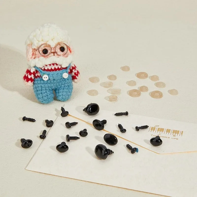 1 Box Safety Eyes and Noses Plastic Craft Doll Eyes with Washers Oval