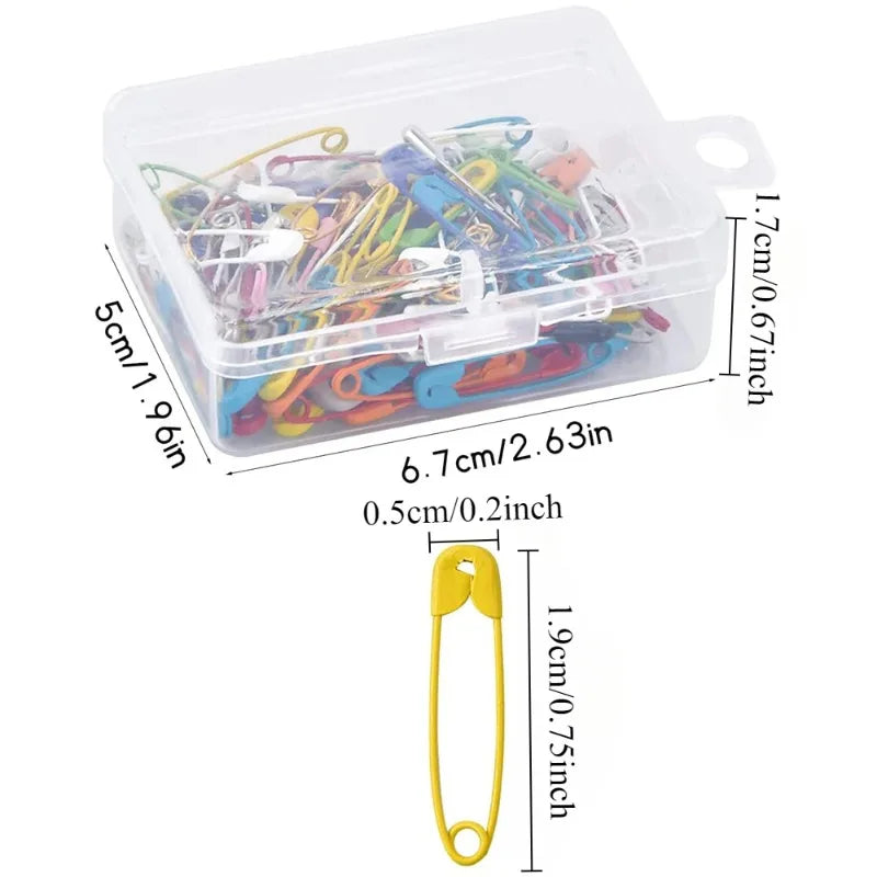 120Pcs Safety Pins Colored Metal Safety Pins with Storage Box Small