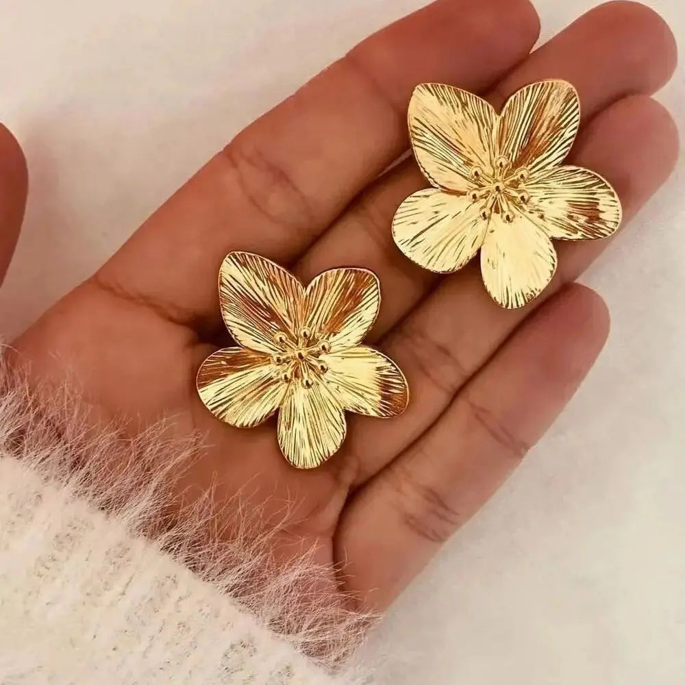 CARLIDANA Flower Stainless Steel Statement Earrings for Women Floral