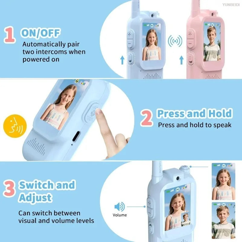 2PCS Kids Video Walkie Talkies USB Charging Indoor and Outdoor High