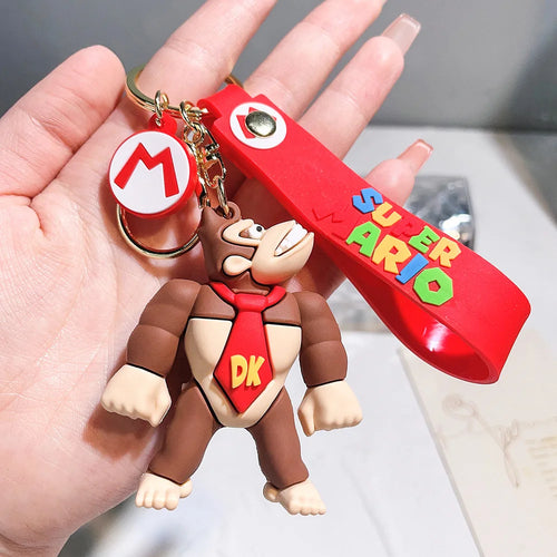 Super Mario Keychain Mario Bros Luigi Toad Yoshi Bowser Action Figure