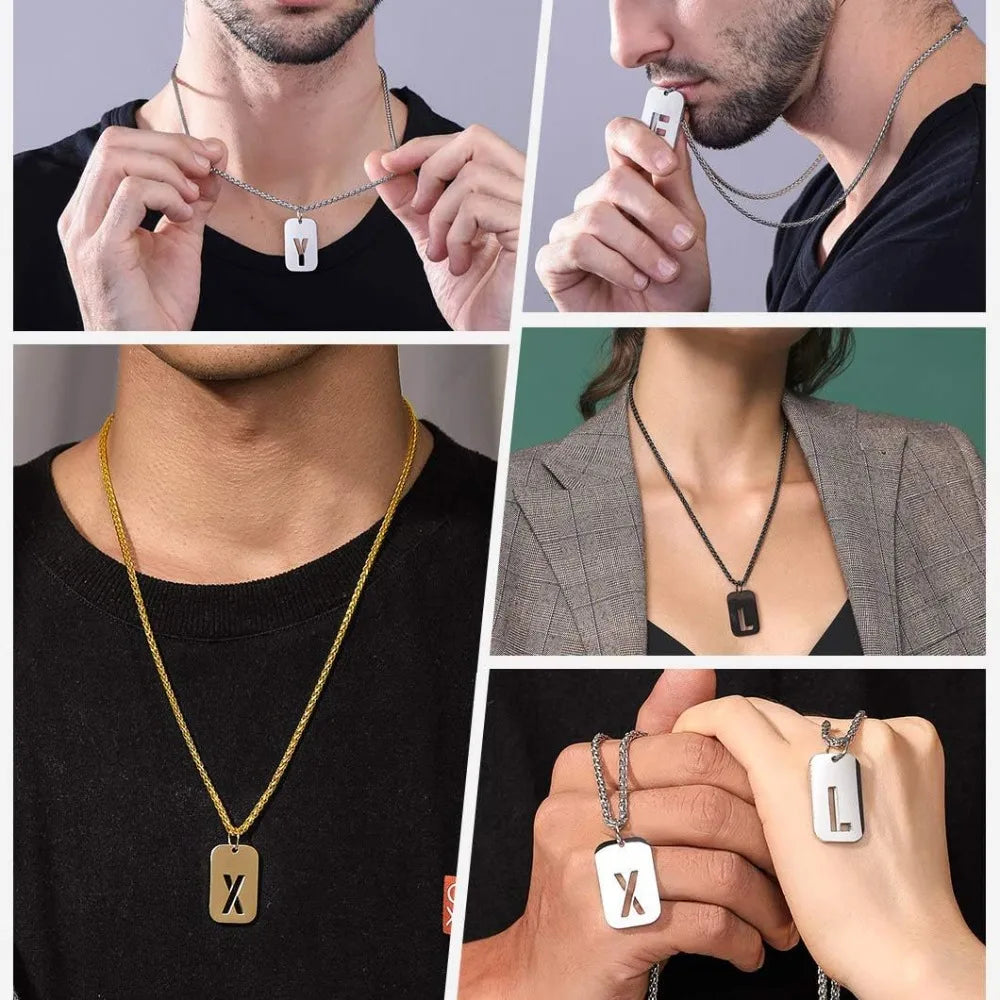Stainless steel Men Women Pendant Necklace Hollow 26 Mother Without