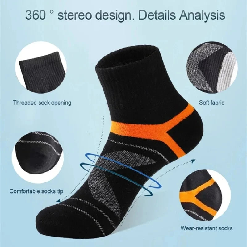 3 Pairs Men's Socks Hiking Black Sports Basketball Socks Casual Soft