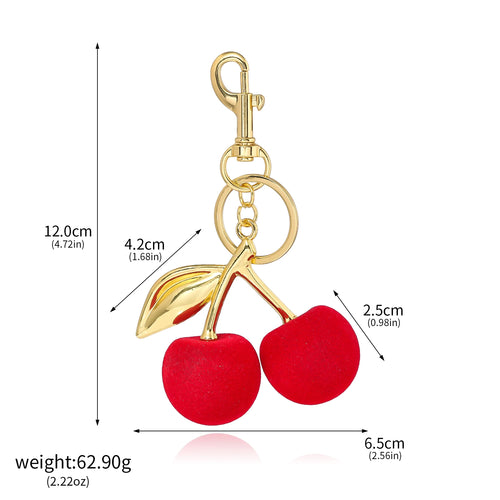 Fashion Delicious Red Cherry Keychain Summer Fruits Cherries Pendant