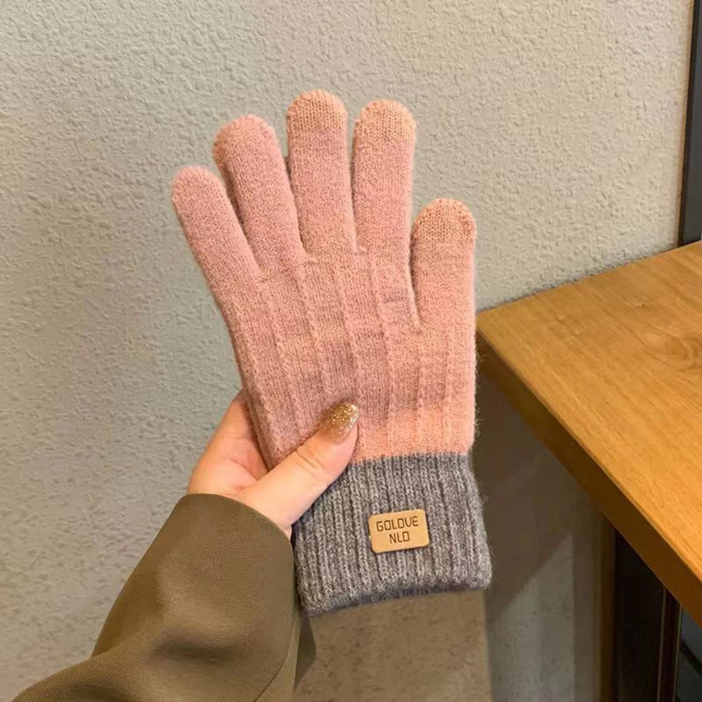 Women's Cable Knit Gloves Warm Fleece Lined Knit Gloves with