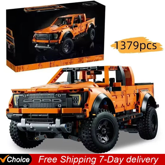 1379PCS Tech Raptors F150 Truck Race Car Building Kit Compatible MOC