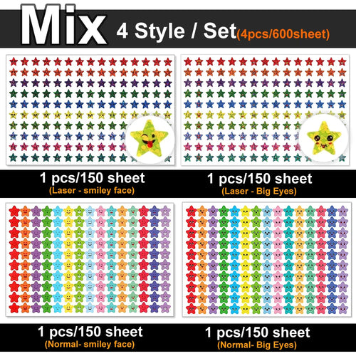 450-3000 Sheet Happy Face Stars Reward Sign Stickers Pack DIY