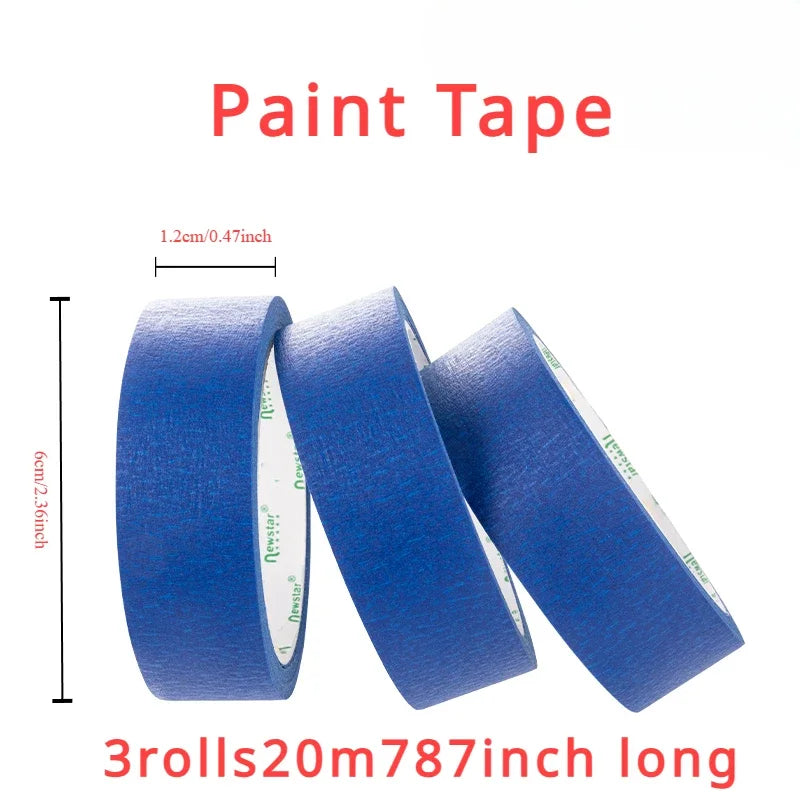 3 Roll/Set Paint Tape Multi-Surface Masking Easy Removal Paint Tape