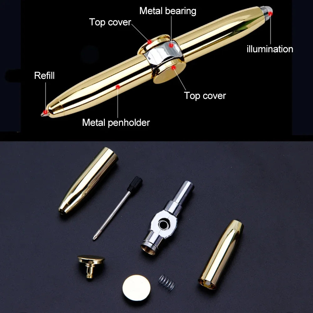 Multifunctional Decompression Finger Rotate Luminous Gyro Pens Toy