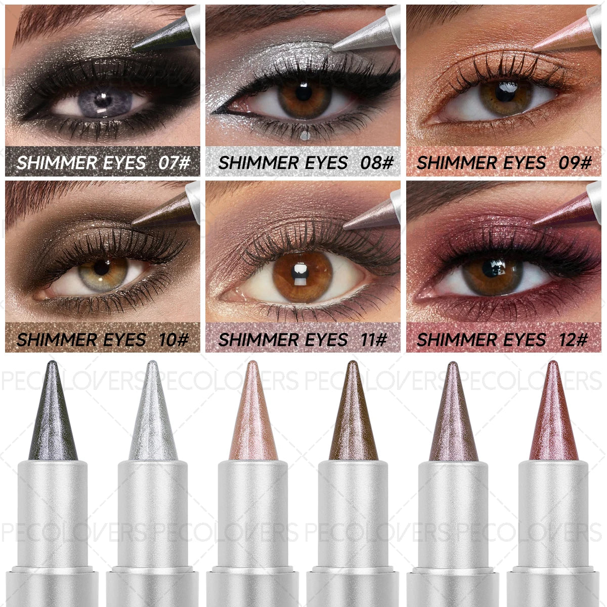 1 Pc Monochromatic Glitte Shiny Eyeshadow Pen & Eyeshadow Stick,