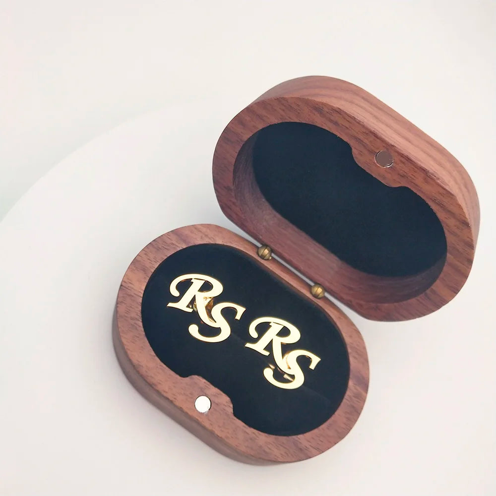Tangula Custom Men's Stainless Steel Cufflinks For Groom Initials