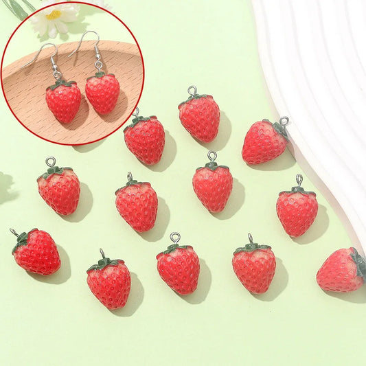 3/6/15pcs Multi-color Resin Strawberry Shaped Pendant, Can Be Used for