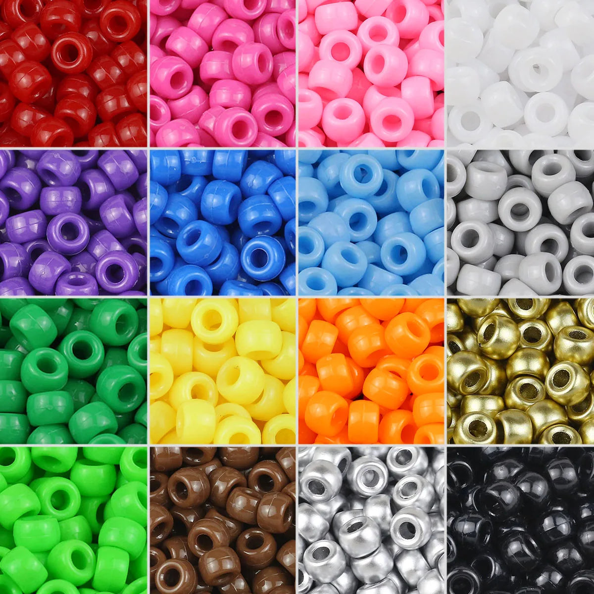 100/400pcs 6x9mm Solid Color Large Hole Pony Beads DIY Jewelry Making