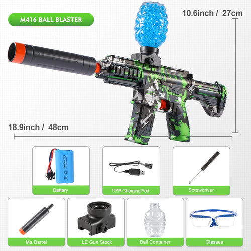 M416 Electric Ball Blaster Toy Gun - High-Speed, Metallic Finish,