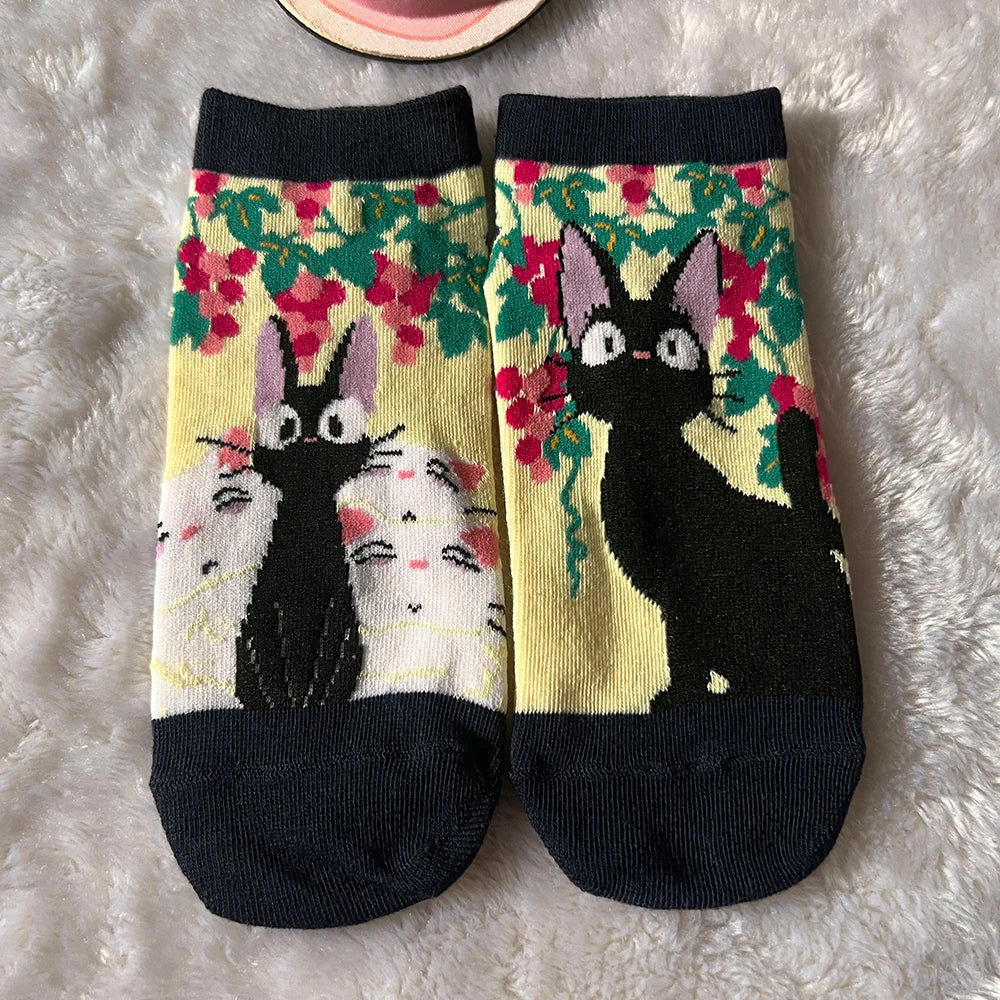 Japanese Anime Cartoon Grey Cat Socks Cute Calcifer Short Socks Jiji