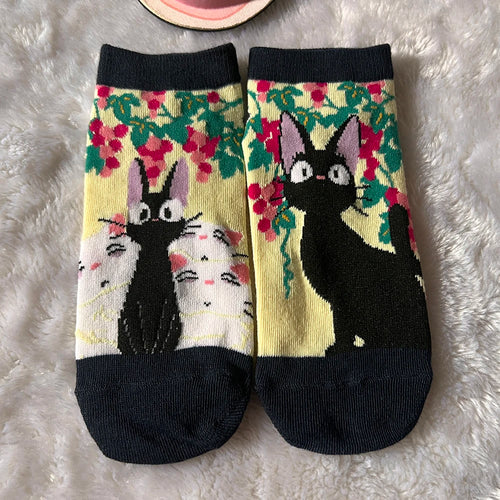 Japanese Anime Cartoon Grey Cat Socks Cute Calcifer Short Socks Jiji