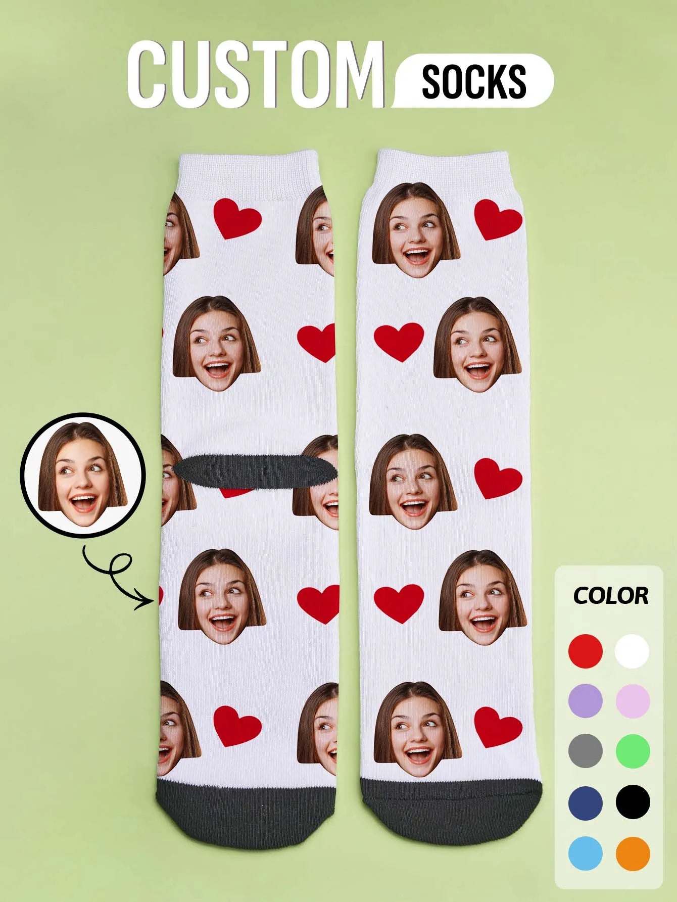 Custom Face Socks Personalized Photo Socks Customizable Funny Socks