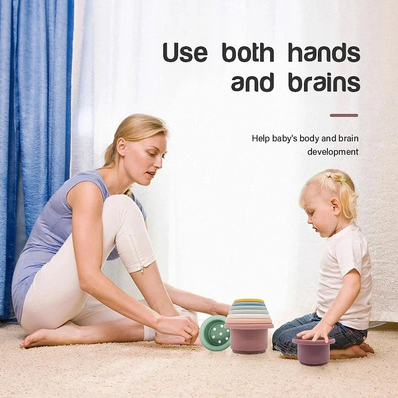 Baby Montessori Cup Stacking Toys Beach Pool Bathtub Educational Toys