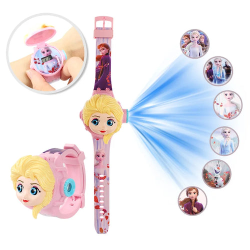 3D Cartoon Stitch Kids Watches For Girls Projection Unicorn Mickey