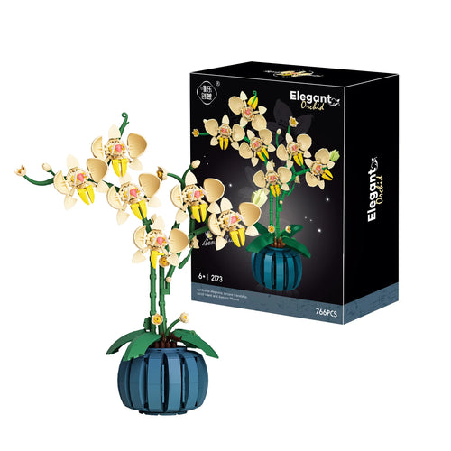 Building Blocks Orchid Flowers Bouquet Flower Blocks Bonsai Plant