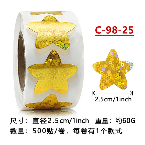 500pcs Colorful Star Adhesive Holographic Star Stickers Scrapbook
