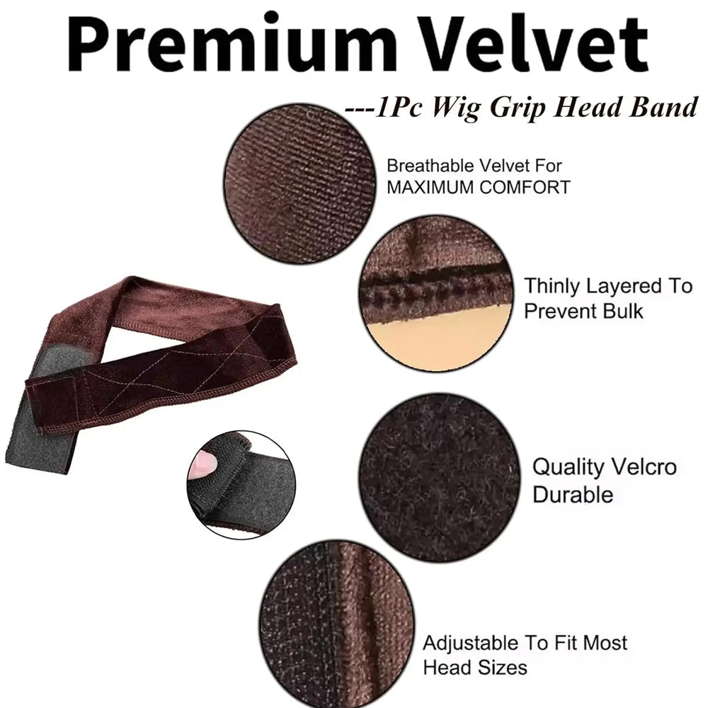 Wig Grip Bands and Dome Mesh Wig Caps for Keeping Wigs in Place