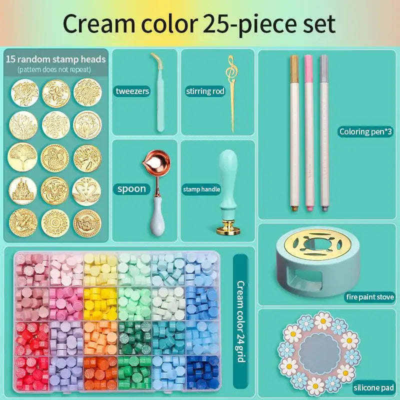 Wax Seal Stamp Set Lacquered Stamp Sealing Wax Kit DIY Craft Supplies