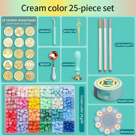 Wax Seal Stamp Set Lacquered Stamp Sealing Wax Kit DIY Craft Supplies