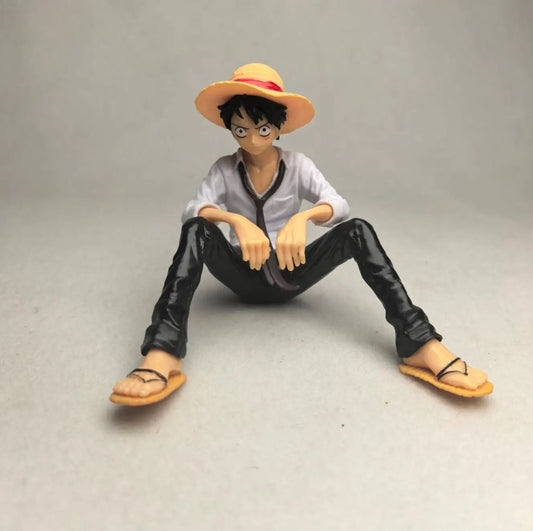 One Piece Anime Figure Toys Luffy Sitting Position Action PVC Figurine