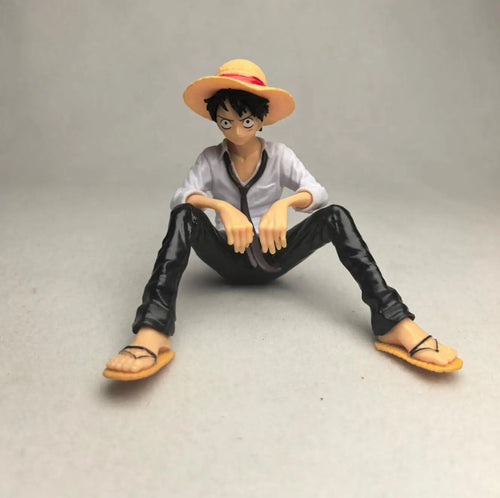 One Piece Anime Figure Toys Luffy Sitting Position Action PVC Figurine