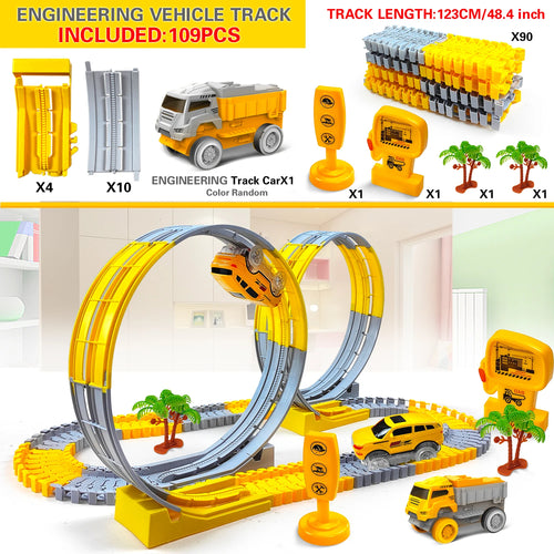 Children Electric Magical Flexible Track Toy Car Engineering Car Kids