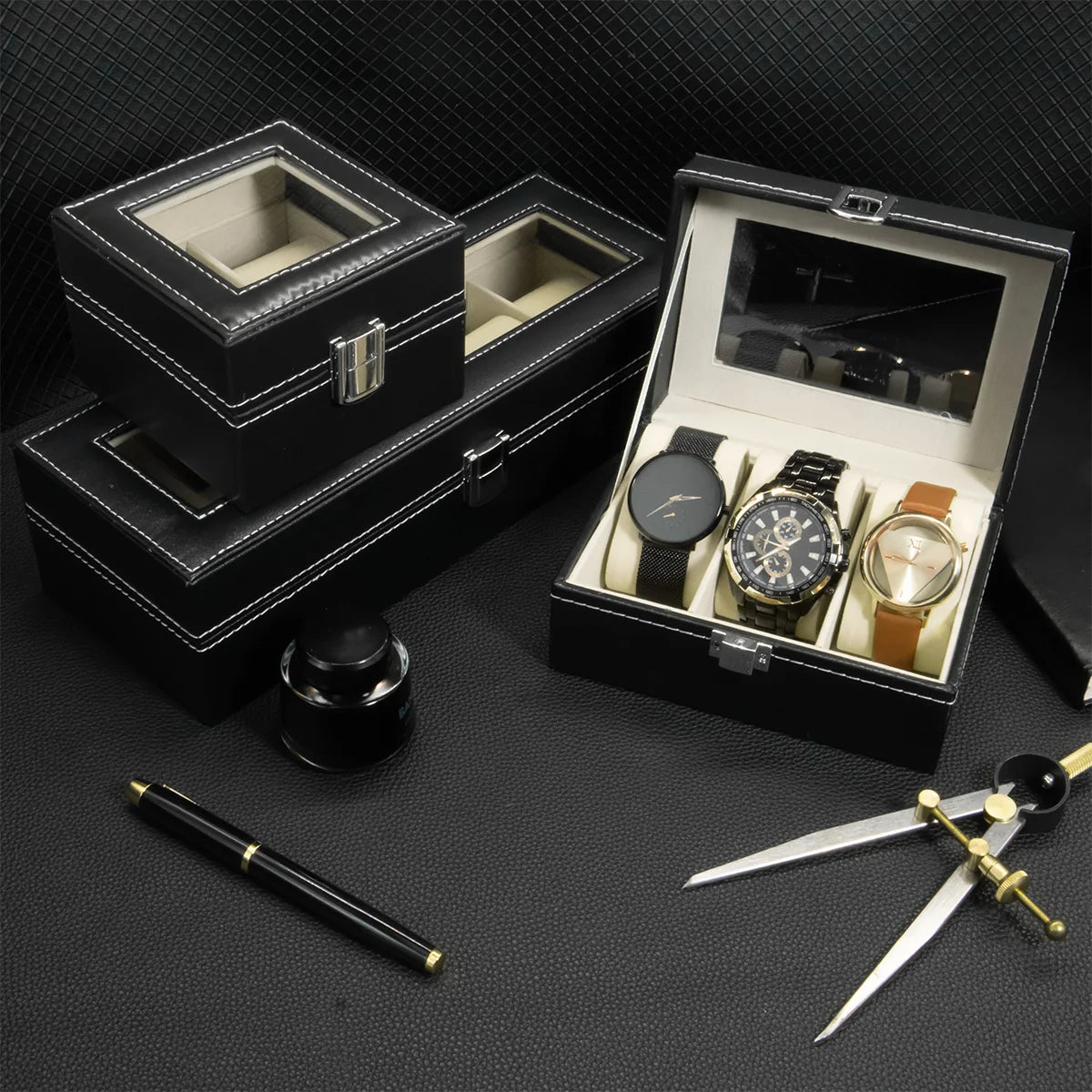 Hot Sale PU Leather Display Storage Collection Organizer watch box
