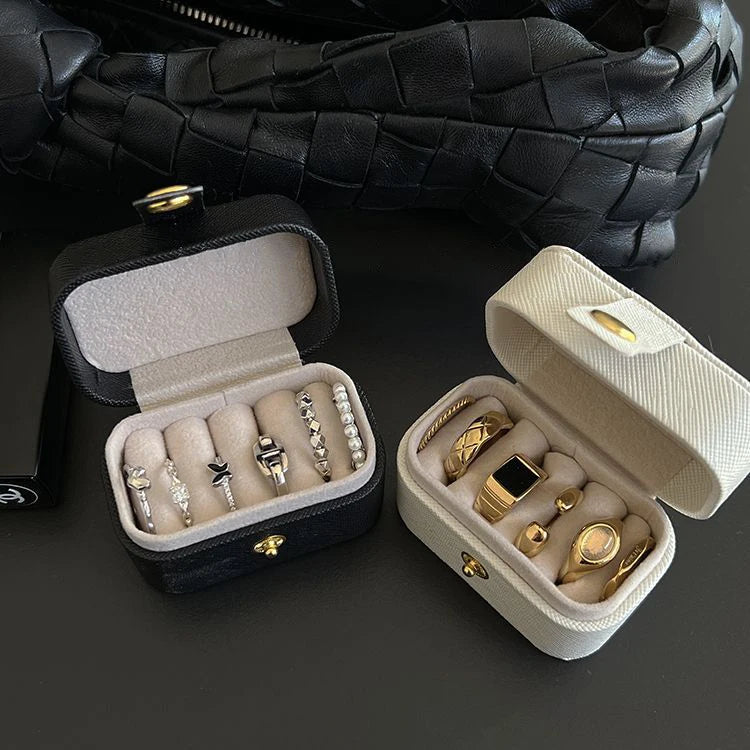Mini Portable Small Jewelry Storage Bag Travel Simple Leather Ring
