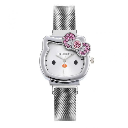 Hello Kitty Diamond  Watch Cat Bow Kawaii Pink Ladies Gold Sliver
