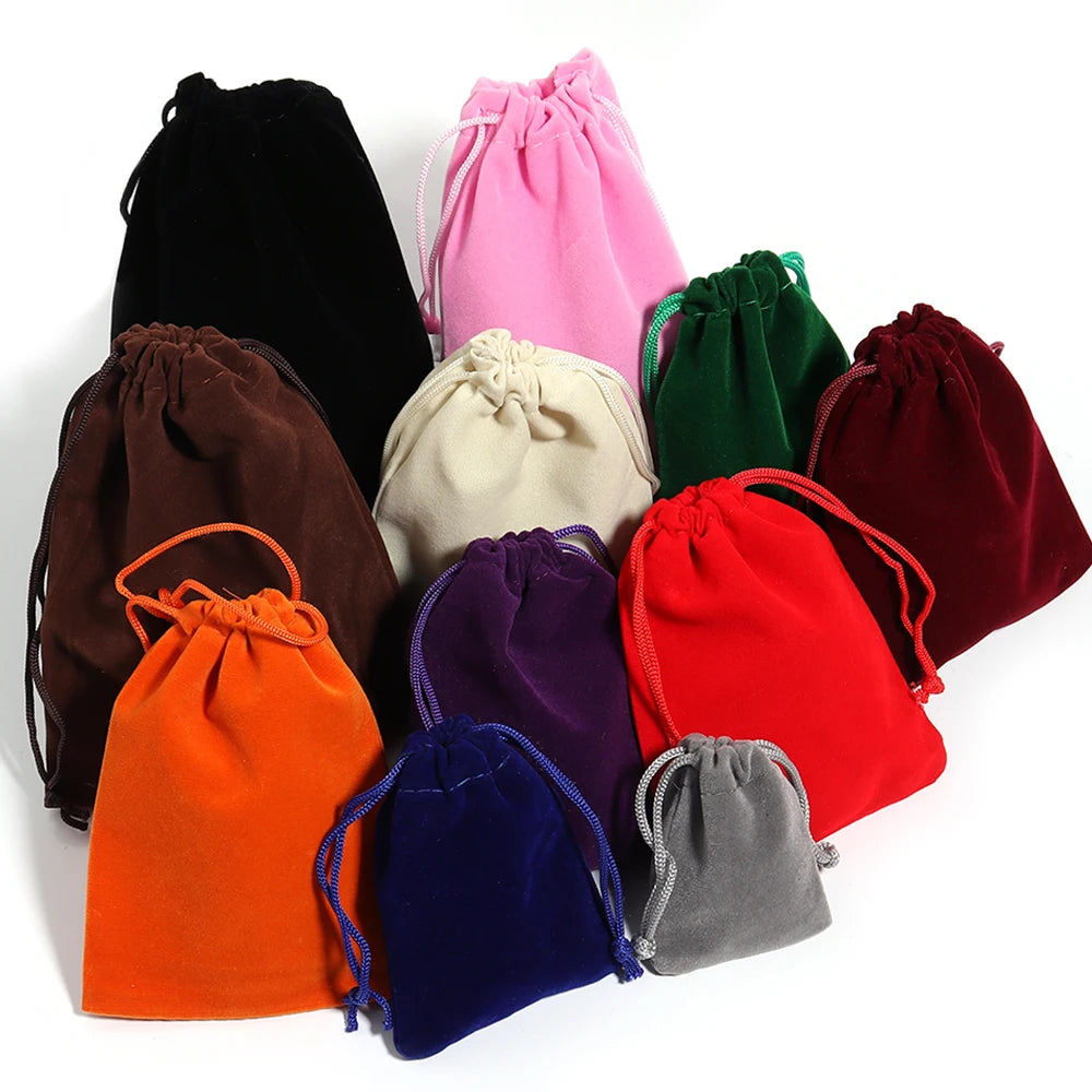 5-10pcs/lot Color Velvet Drawstring Bag Multi-size Packing Sachet for