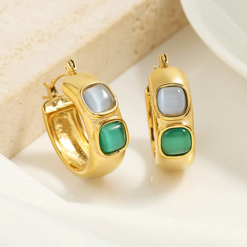 ZAKOL Gold Color Plated Stainless Steel Hoop Earrings for Women
